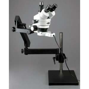 7X 45X Articulating Trinocular Zoom Microscope + Ring Light  