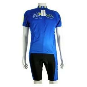  Tour De France Blue Short Sleeves Cycling Jersey Set 