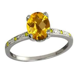   Yellow Citrine and Canary Diamond Argentium Silver Ring Jewelry