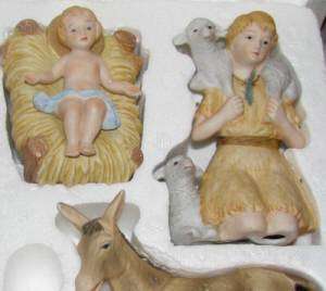 Homco 9 Pc Nativity Set 5599 Home Interiors Porcelain Figurines With 