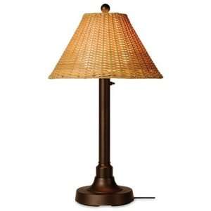   34 Table Lamp with Antique Honey Wicker Shade and 2 Column in Bronze