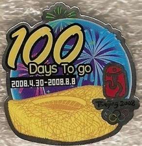 Rare 2008 Beijing 100 Days to Go Olympic Countdown Pin  