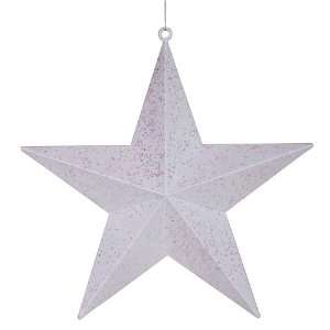   Winter White Glitter 5 Pointed Star Christmas Ornament