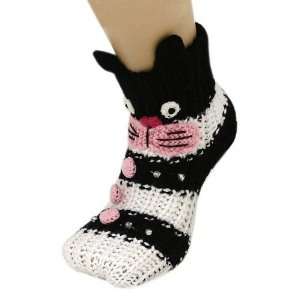  Bunny Rabbit Knitted Non Skid 3D Animal Slipper Socks Size 