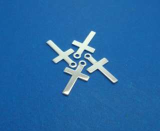 24) Shinny Silver Plated Smooth Cross Charms 16x10mm  