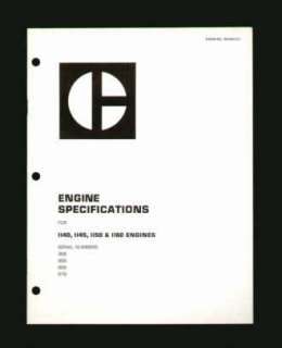 Caterpillar Engine Specs Manual Cat 1140 1145 1150 1160  