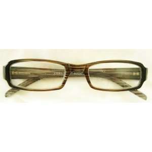 Aventura (E29) Reading Glasses, Brown and Clear Stripe Plastic Frame 