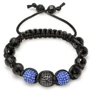 Bracelet Mens Ladies Unisex Hip Hop Style Pave Three Crystal Blue 