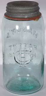 Quart MASONS Patent 1858 Rev HGCo Fruit Jar Base 31  