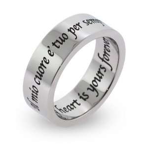 My Heart Is Yours Forever Stainless Steel Poesy Ring Size 6 (Sizes 5 6 