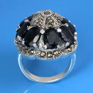   Natural Marcasite and Natural Blue Sapphire Ring (YSR 265)  