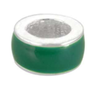 Avedon Polished Sterling Silver Green Enamel Small Confetti Slide 