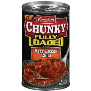 Campbells Chunky Soup Fully Loaded Beef & Bean Chili   12 Pack 