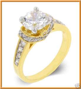 14K GOLD 1.5CT RUSSIAN SIMULATED SOLITAIRE DIAMOND RING  