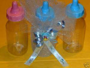 Blue or Pink Jumbo Baby Bottles Completely Decorated  