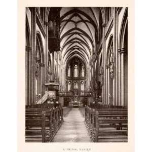  1906 Print Saint Victor Cathedral Xanten Interior Nave 
