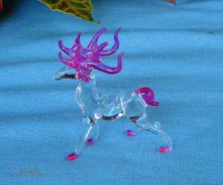 Small Hand Crafted Fair Trade Glass Art   Pink Deer  