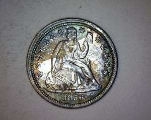 1856 Seated Dime in Uncirculated   Toned  