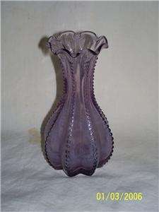 VINTAGE AMETHYST Glass Vase Hobnail Ruffled Fluted Dainty and Sweet 