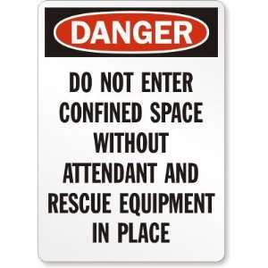   Space Without Attendant and Rescue Equipment In Place Aluminum Sign