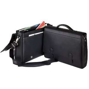 Bellino Flap over Classic Leather Briefcase BAG   Black 