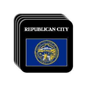 US State Flag   REPUBLICAN CITY, Nebraska (NE) Set of 4 Mini Mousepad 