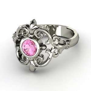  Winter Palace Ring, Round Pink Sapphire Sterling Silver 