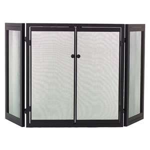  Three Fold Double Door Black Wrought Iron Screen