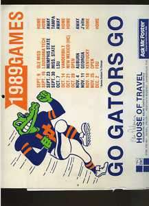 1989 University Florida Gators calendar/schedule MBX9  