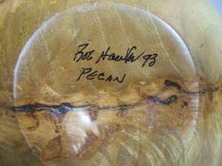   Hawks Tulsa Oklahoma Artist TURNED WOOD THin Wall Pecan Burl BOWL 1993