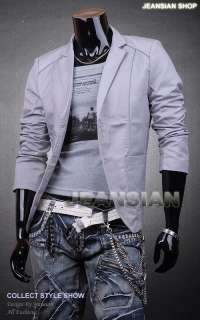 VVW Mens Designer Slim Fit Jacket Blazer Coat Shirt Stylish Gray S M L 