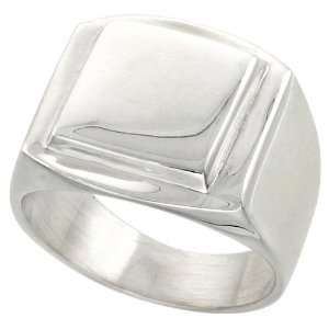  Sterling Silver Hand Made Large Solid Square Signet Ring 