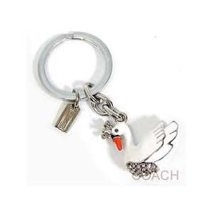  COACH PAVE CROWNED SWAN KEYCHAIN NWT