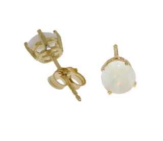   Round Cut Gemstone Studs 14K Solid Yellow Gold Post Earrings  