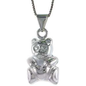 925 Sterling Silver Large Teddy Bear Pendant (NO Chain Included), Made 