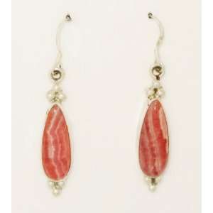    Rhodochrosite Earrings Native Amerian Made Silver 925 Jewelry