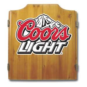 Coors Light Beer Bristle Dart Board Cabinet Set 6 Darts  