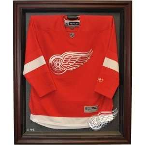 Detroit Red Wings Cabinet Style Jersey Display, Mahogany  