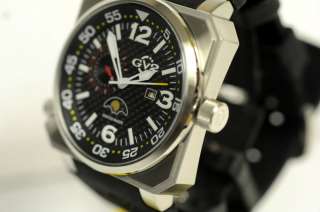   Mens Gevril GV2 4510 XO Submarine 24 Hour Moon Carbon Black Dial Watch
