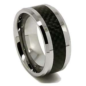   Black Carbon Fiber Mens Wedding Rings Fashion Band Size (16) Jewelry
