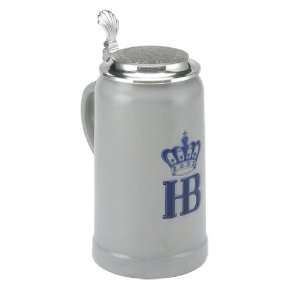  Hofbrauhaus Ceramic Beer Stein with Hb Logo and Pewter Lid 