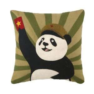 Peking Handicraft Wool Felt Filled Pillow, Panda, Multicolor, 16 by 16 