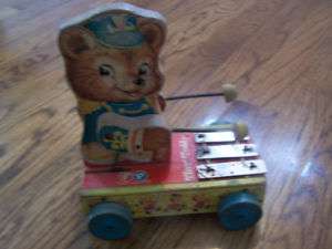 VINTAGE FISHER PRICE TINY TEDDY ZILO XYLOPHONE PULL TOY  