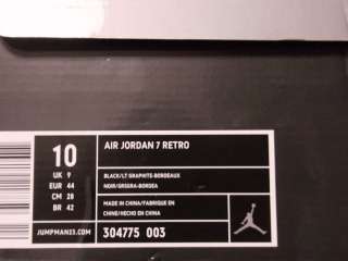 DS 2011 Nike Air Jordan 7 Retro Bordeaux Size 10 VI 6 Varsity Red 