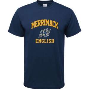  Merrimack Warriors Navy Youth English Arch T Shirt Sports 
