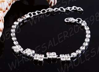 6strands Rhinestone Silver Plated Bracelets 19 20CM  
