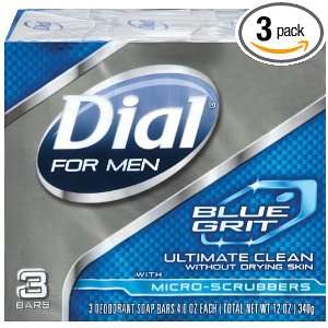  Dial Soap Bar for Men, Blue Grit, 3 Count (Pack of 3 