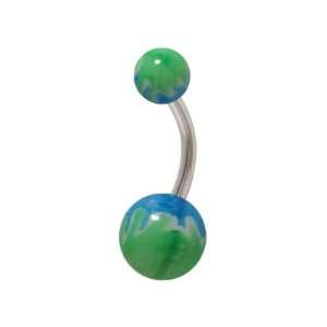  Acrylic Green and Blue Flames Belly Button Ring   31450 