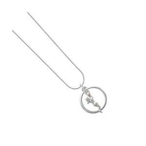   Player Girl with Pink Ball Pearl Acrylic Pendant Snake Chain Charm