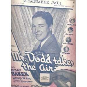  Sheet Music Remember Me from Mr Dodd Takes the Air 33 